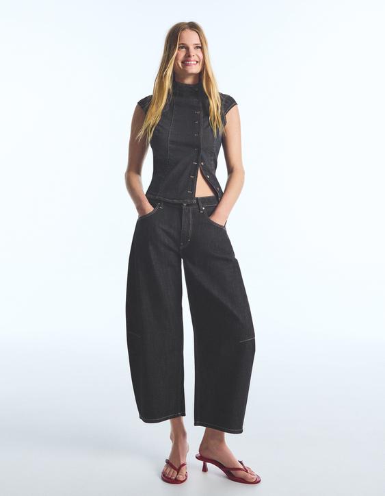 Barrel fit crop jean