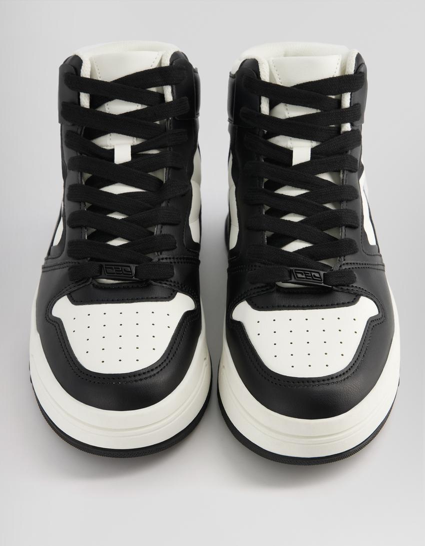 حذاء رياضي برقبة عالية رجالي بمظهر مطاطي-متعدد الألوان-3