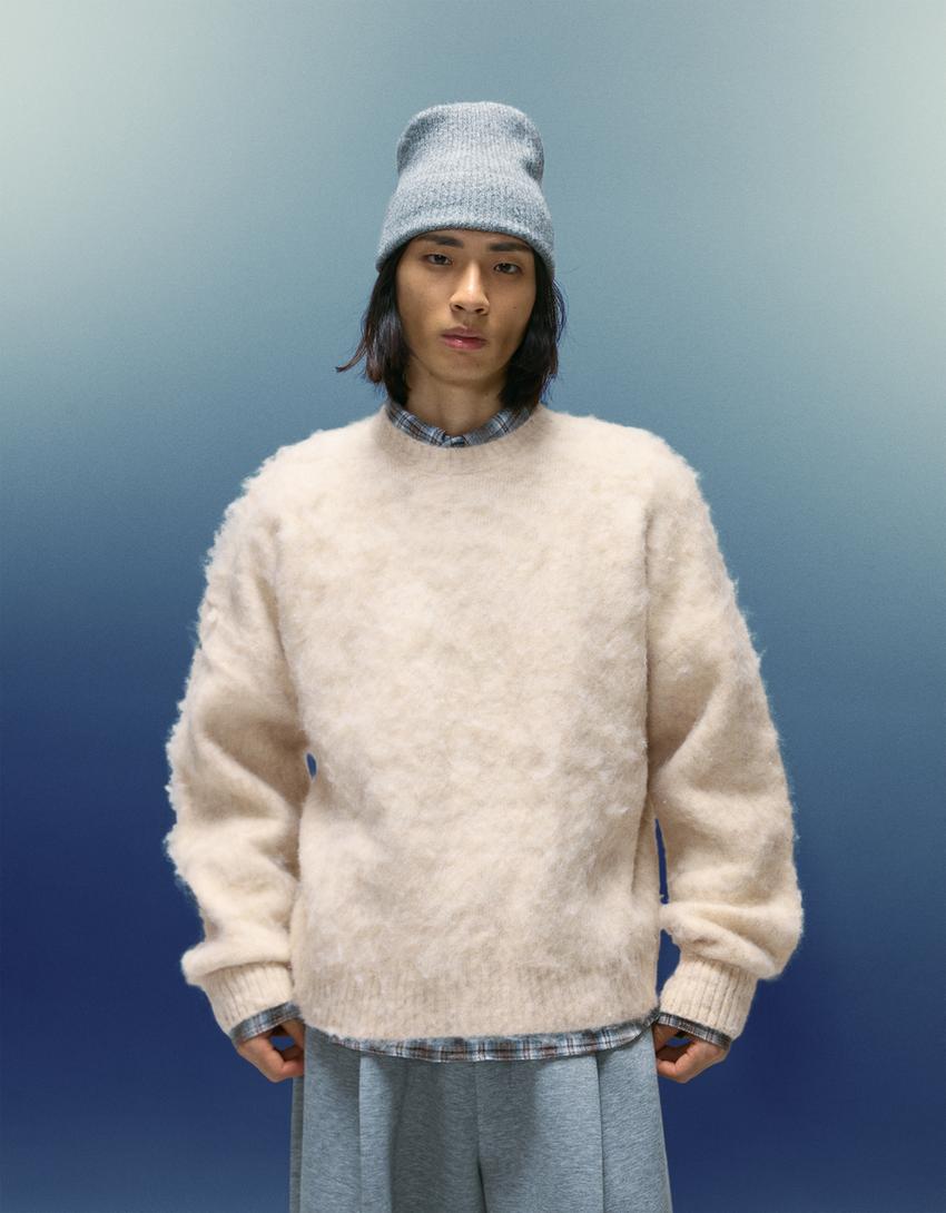 Pull fausse fourrure-Beige