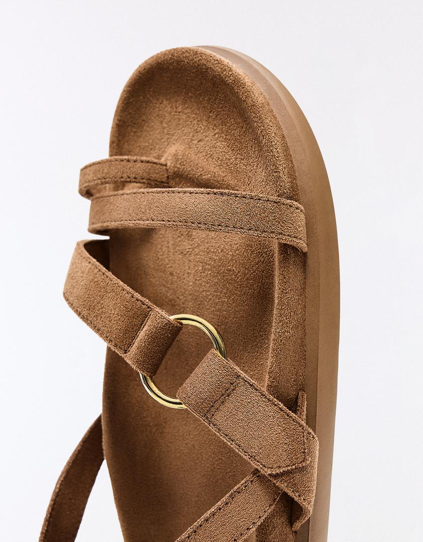 Flat washer sandals-Tan