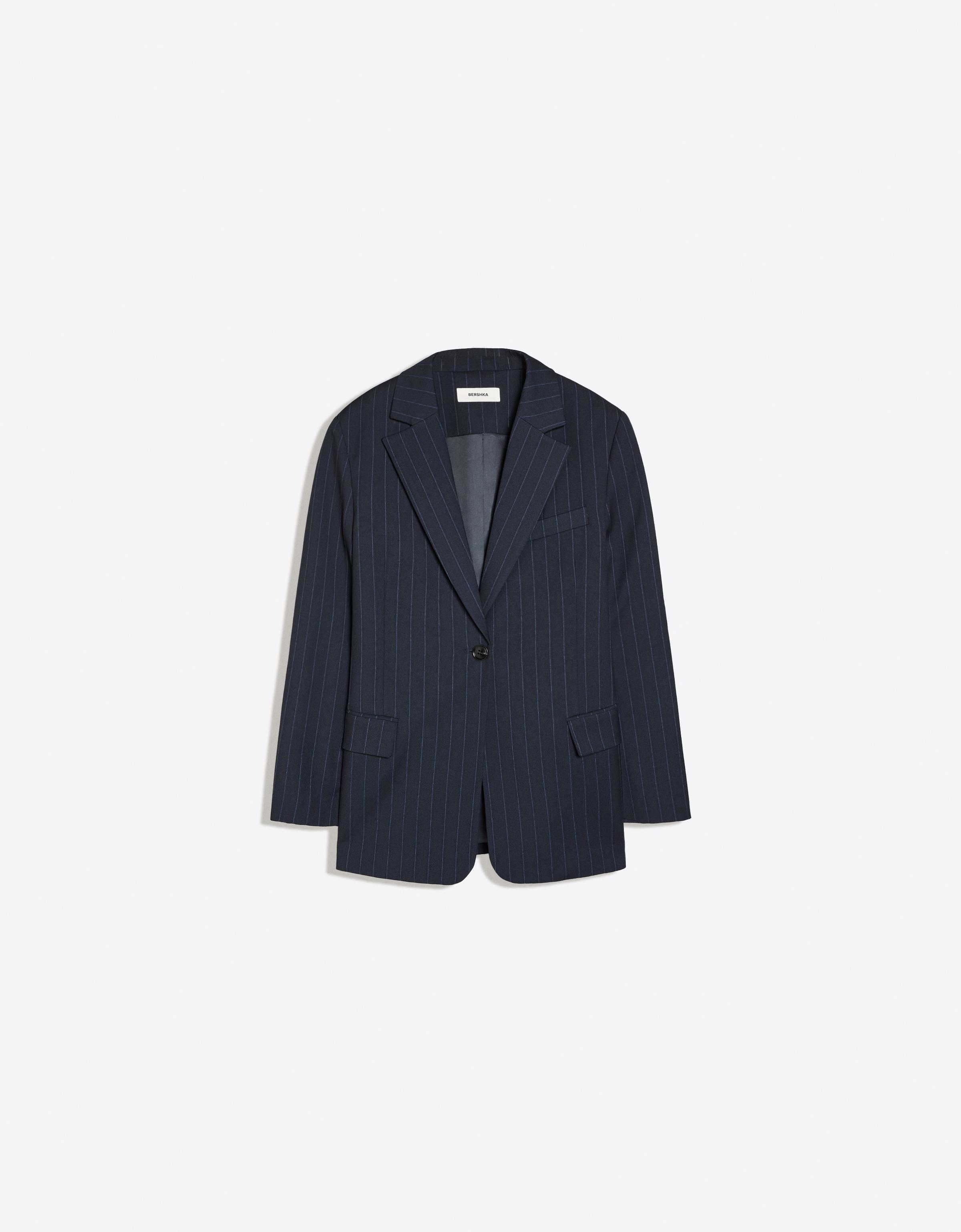 Fitted blazer with back buttons — Navy