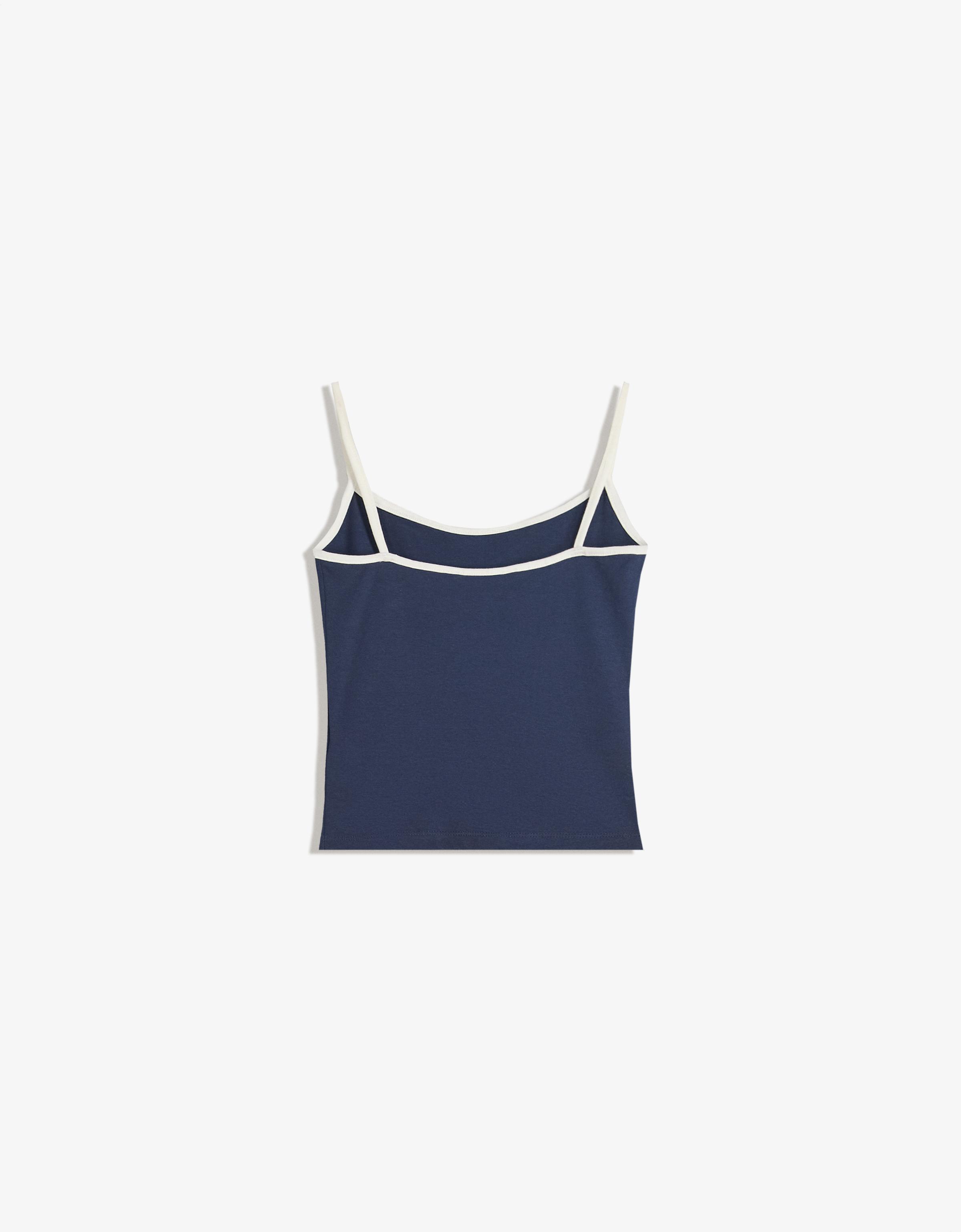 Contrast strappy top — Navy
