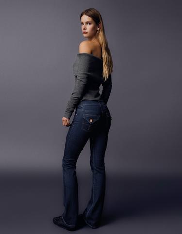 Boot-cut jeans with tabs — Navy 1