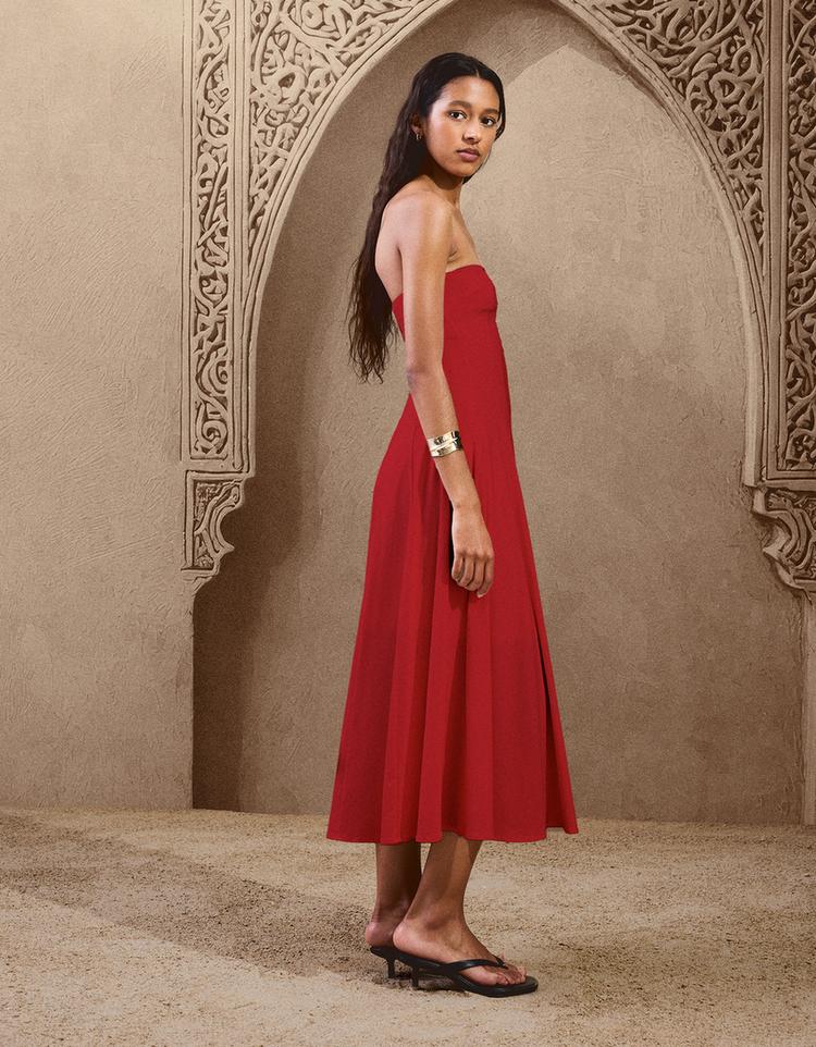 Bandeau neckline midi dress