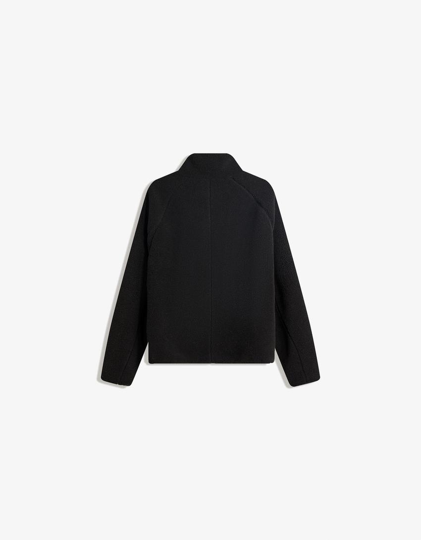 Faux shearling jacket-Black