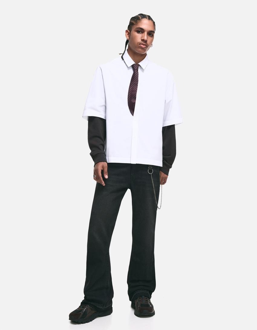 Flare straight fit jean-Siyah-3