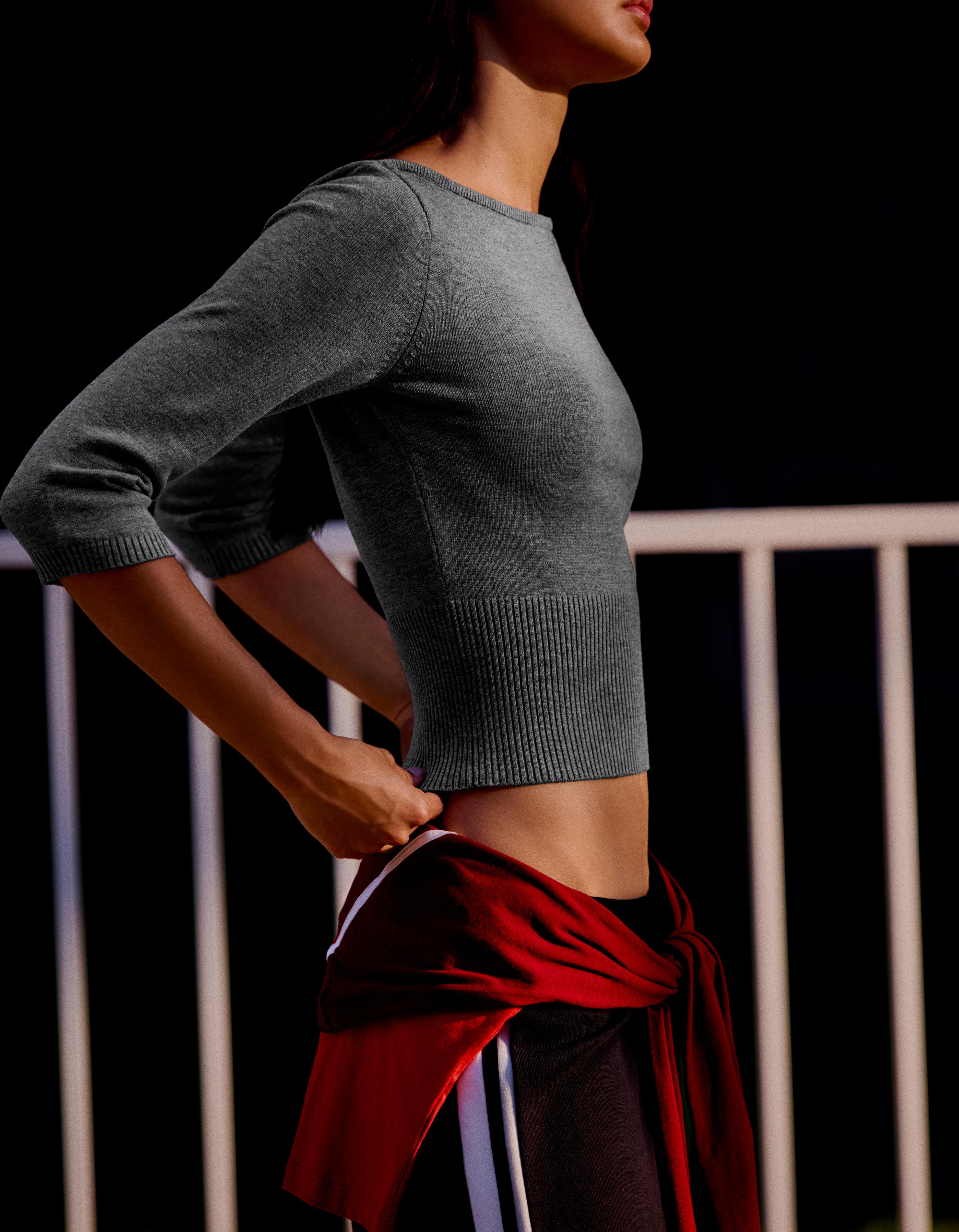 Boat neck jumper — Grey