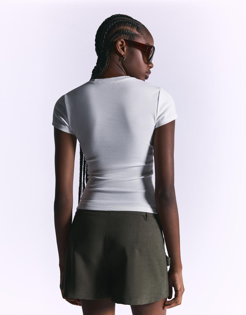 Short sleeve crew neck T-shirt-Off white