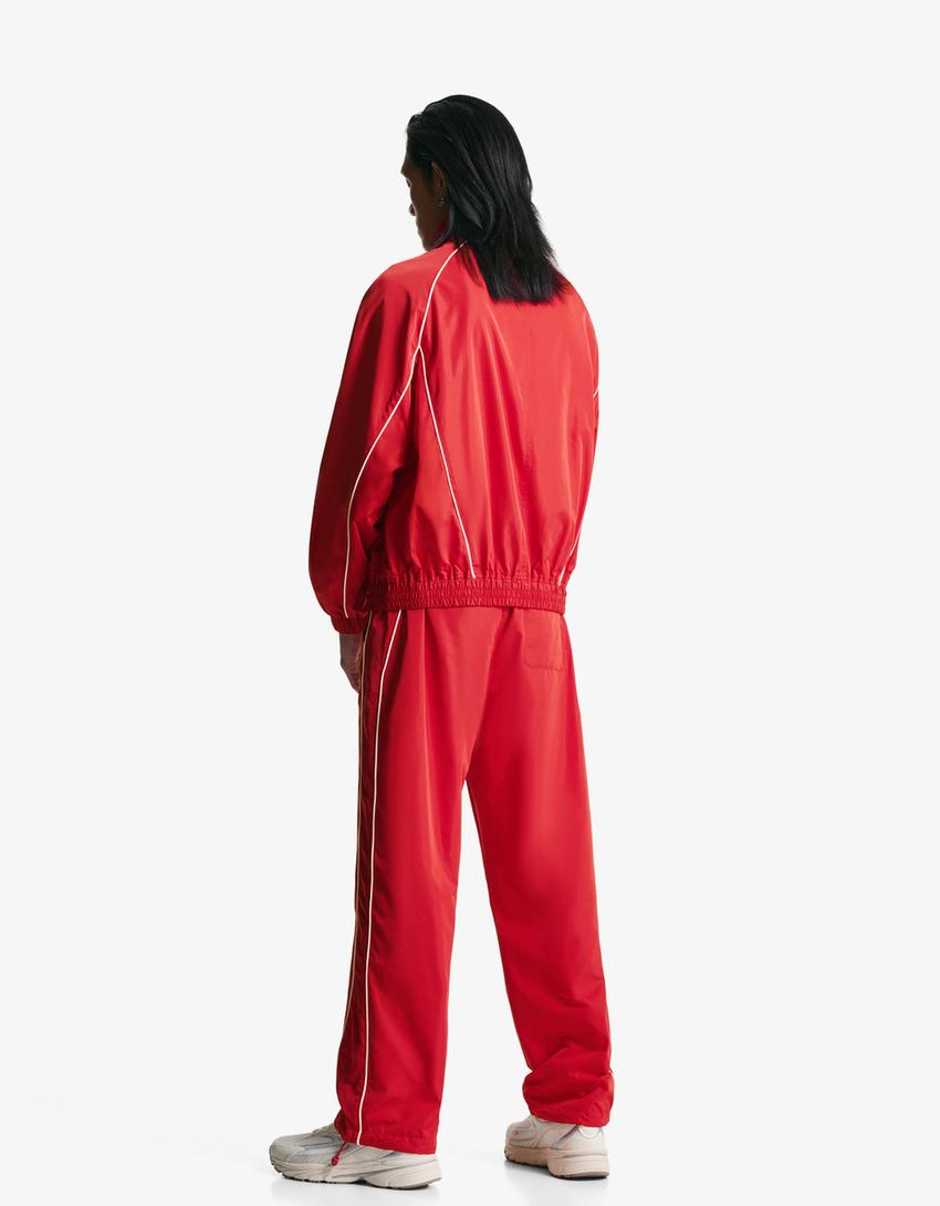 Calças técnicas baggy fit sport-Vermelho-1
