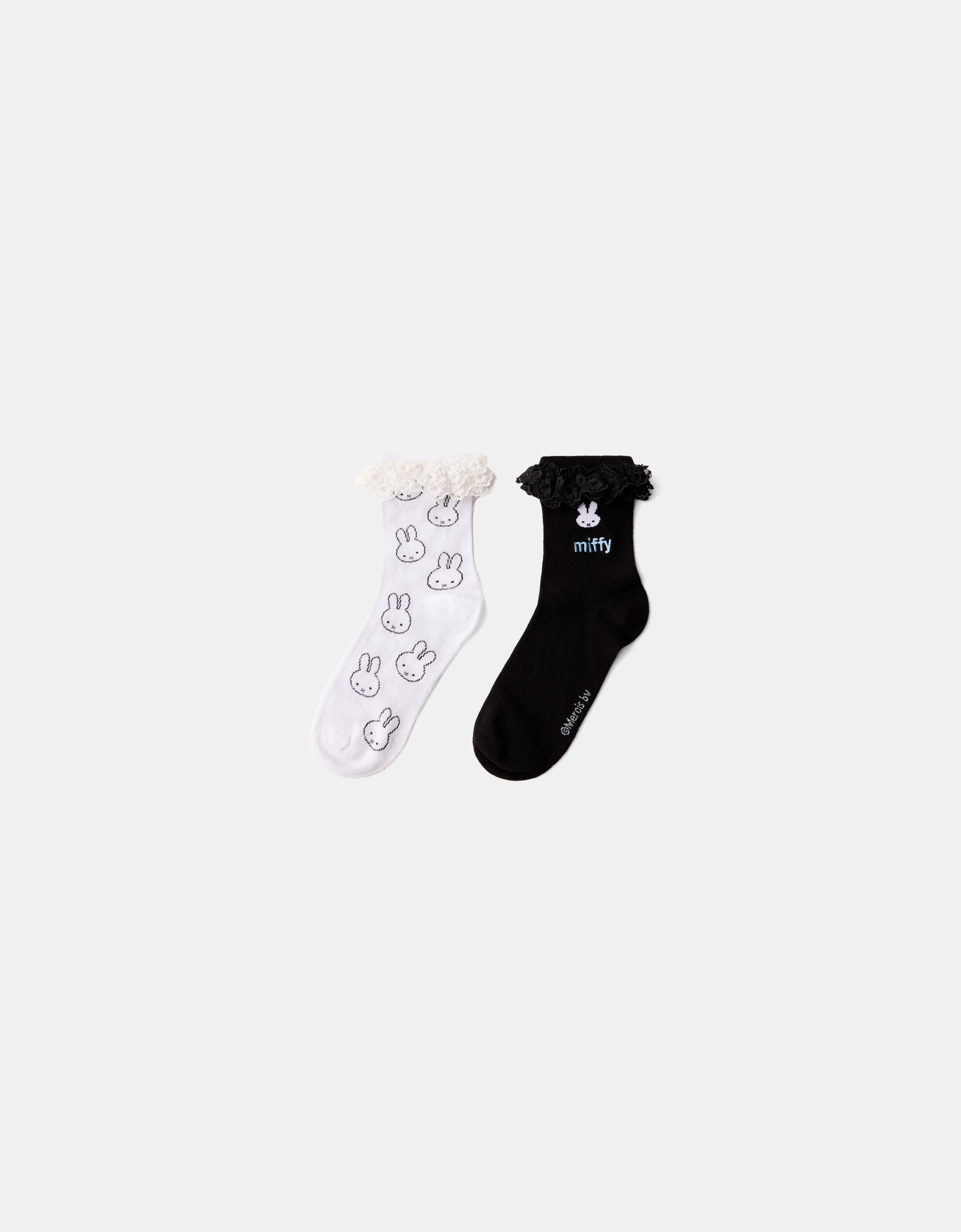 Bershka Socken Miffy Mit Volants Damen Schwarz