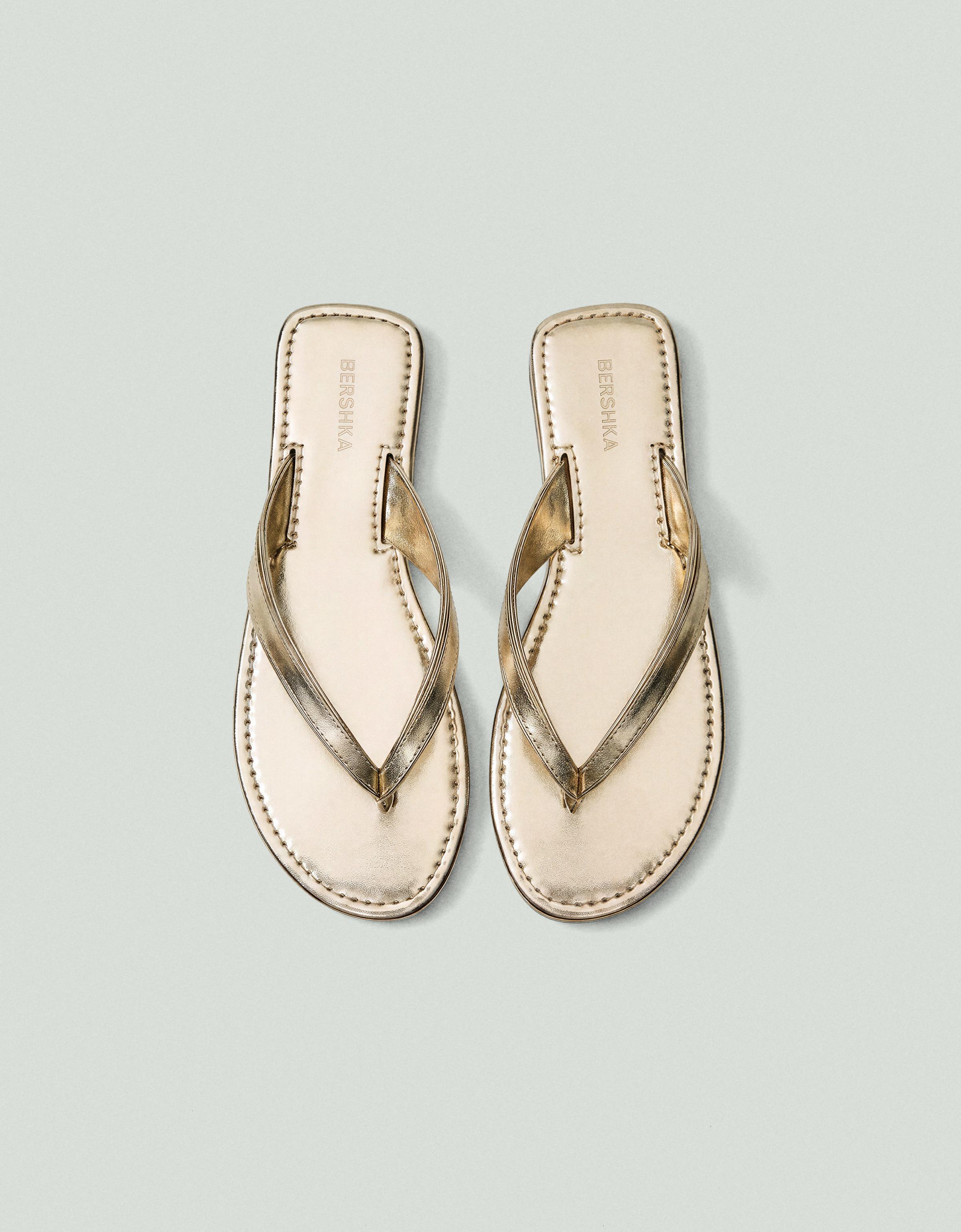 FLAT THONG SANDALS — Gold