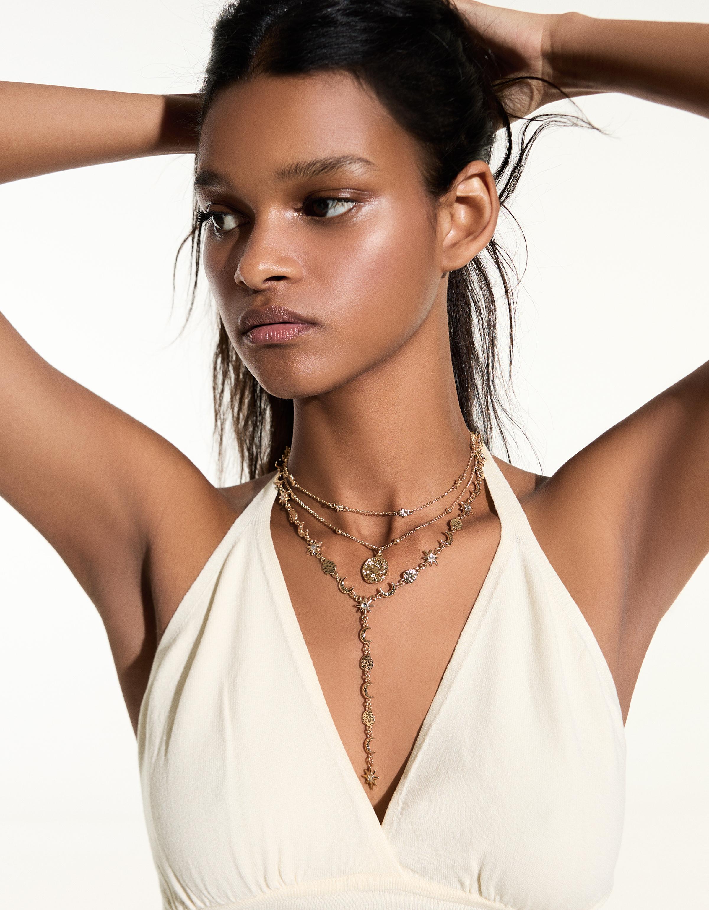Pack 3 Collares Colgantes Mujer M Oro