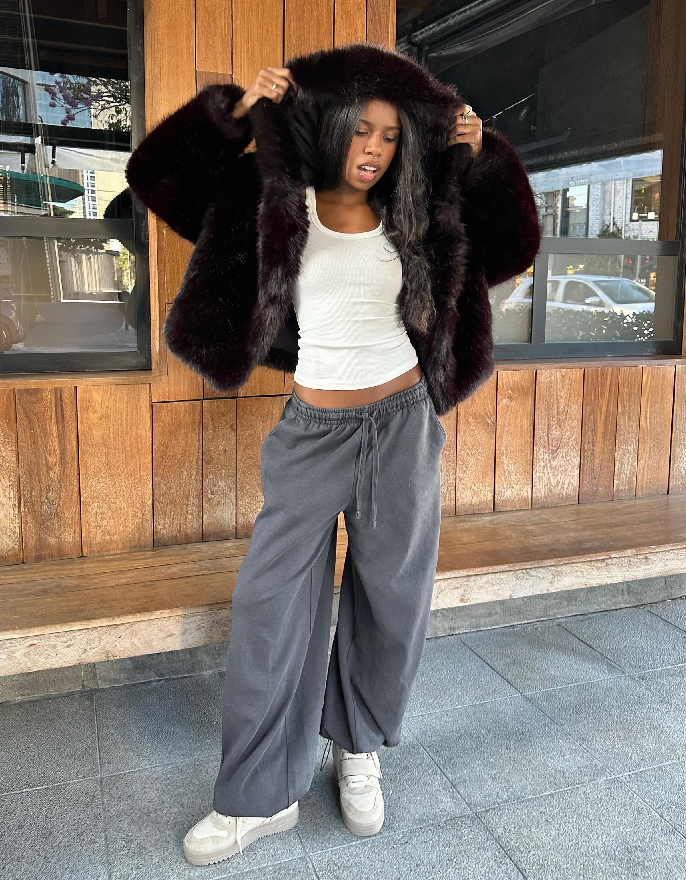 Barrel plush trousers with stoppers — Grey