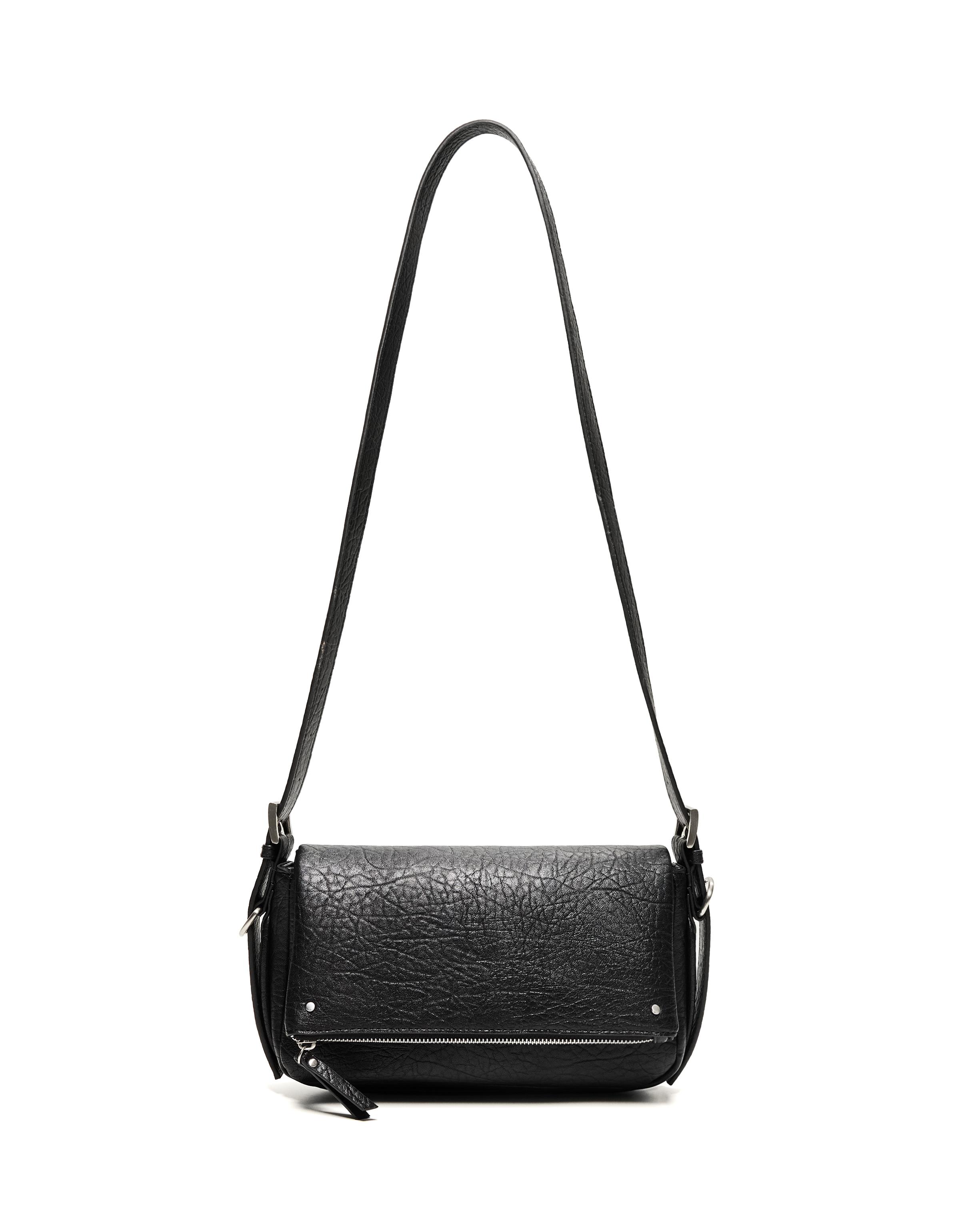 Leather effect zip crossbody bag — Black