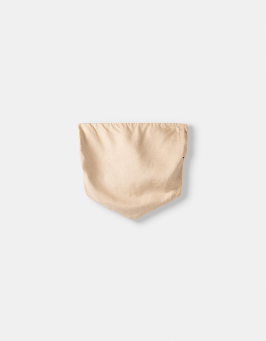 Scarf top with linen-Sand-5