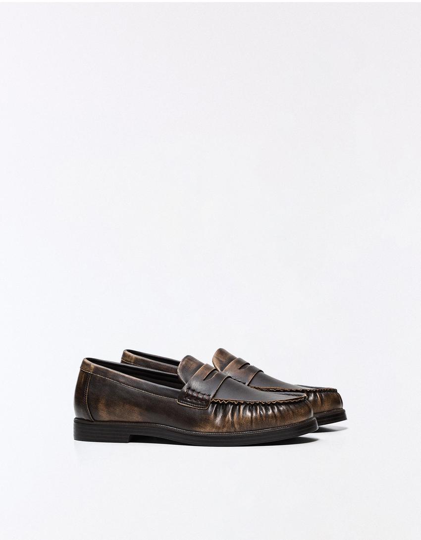 Mocassin froncé détail brossé-Marron