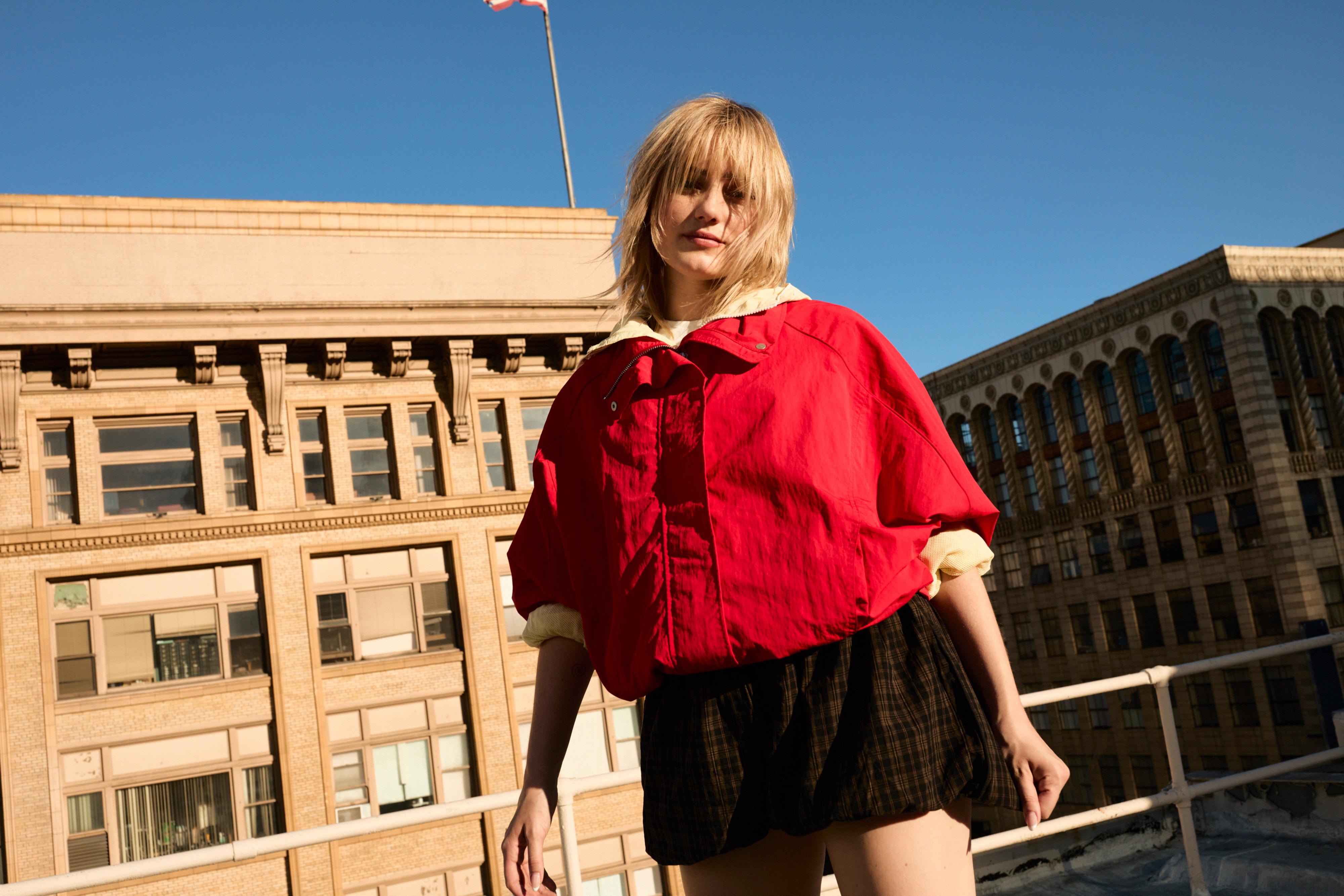 Check balloon mini shorts — Brown