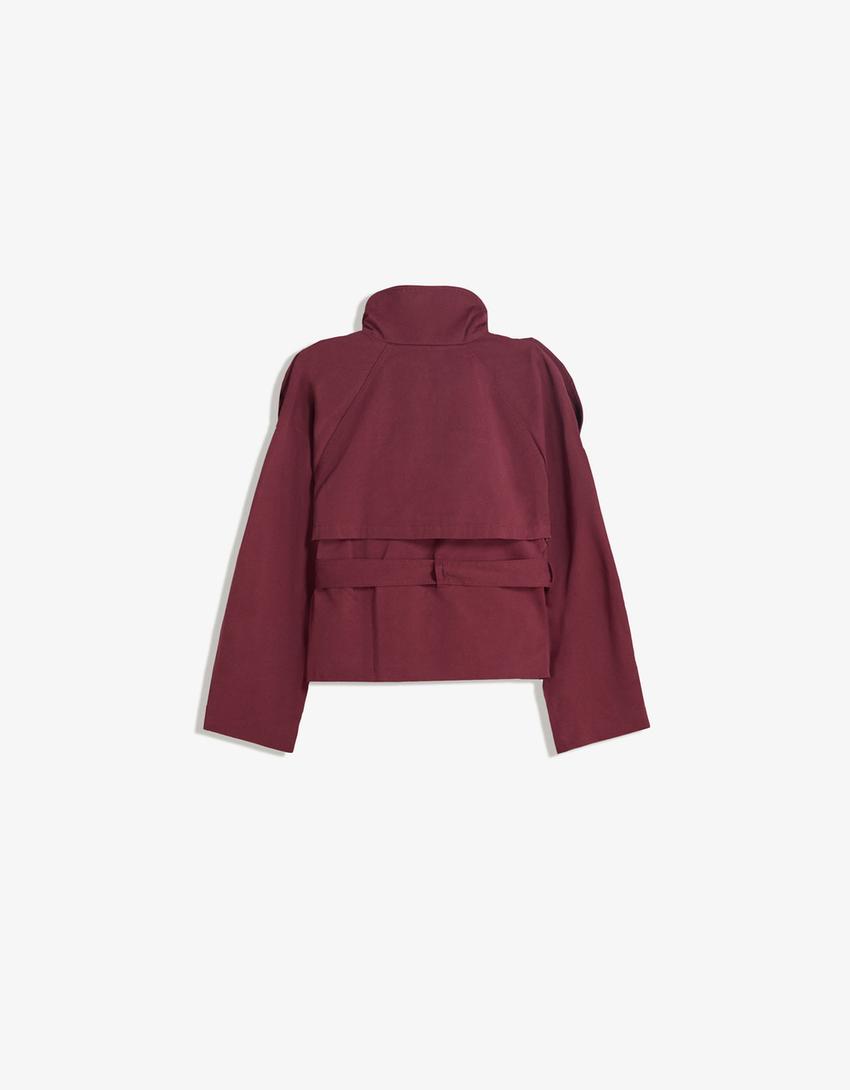 Short trench jacket-Burgundy