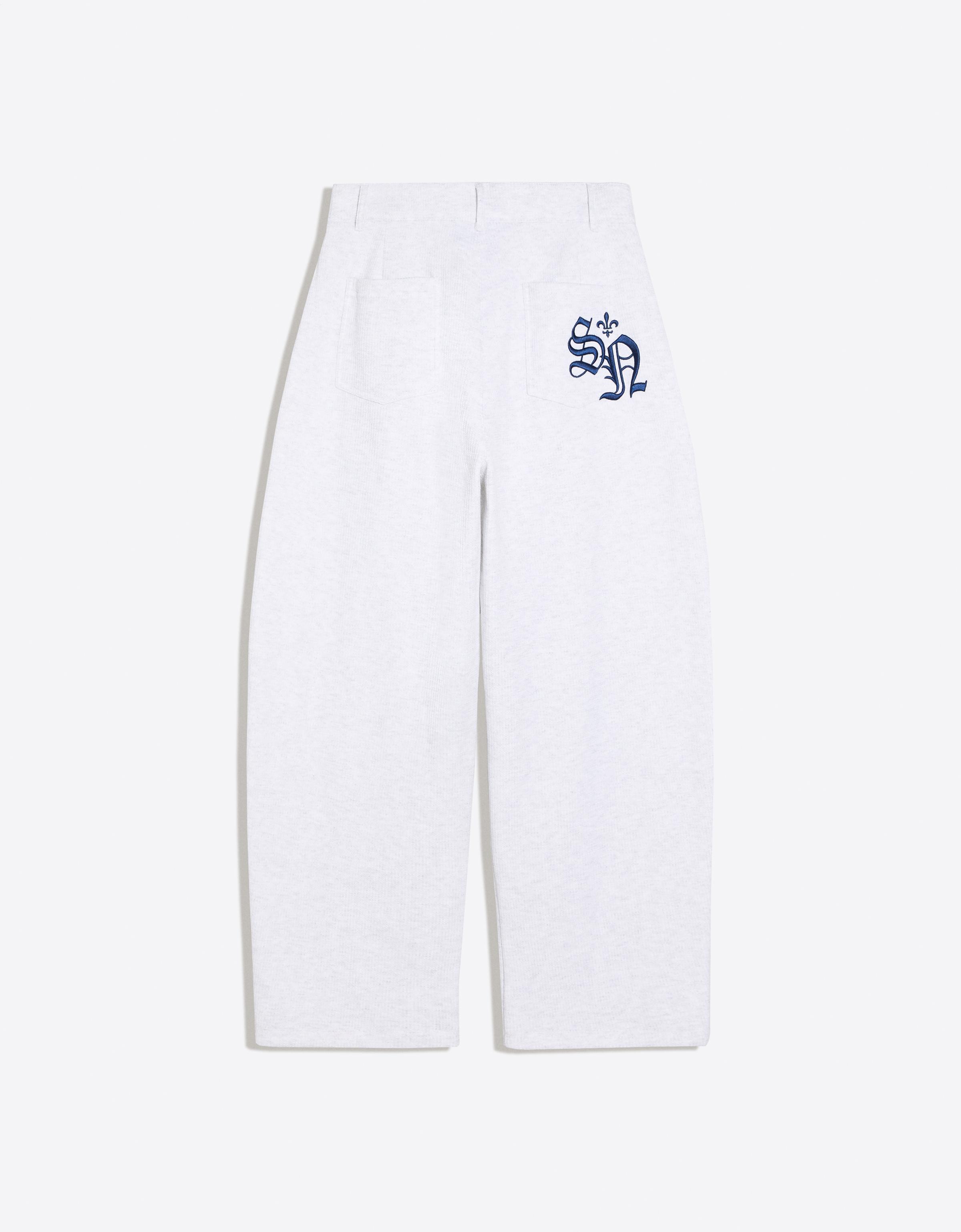 Embroidered waffle-knit balloon trousers — Grey