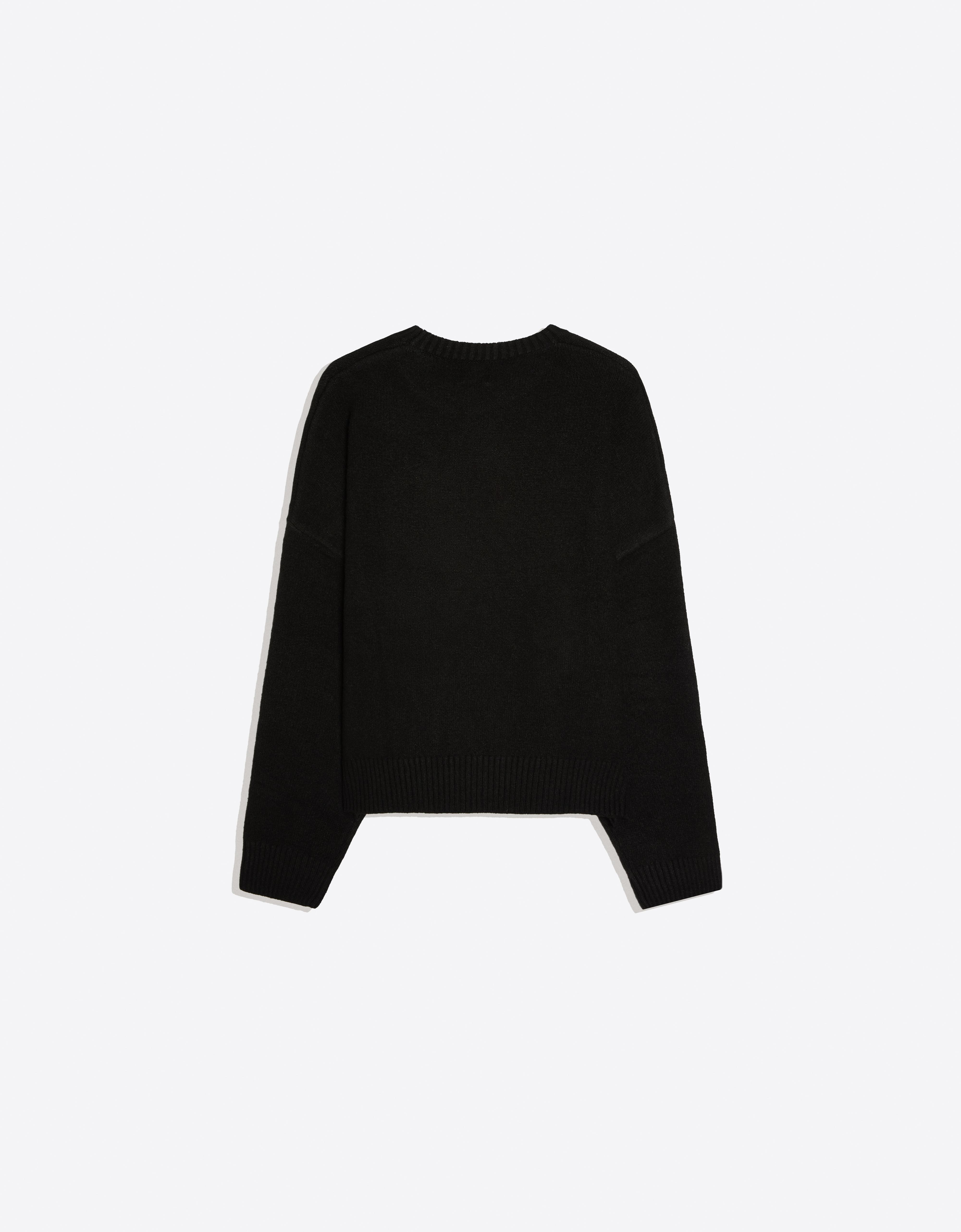 Boxy round neck jumper — Black