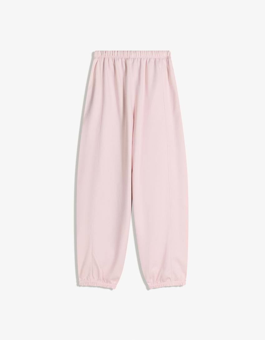 Printed plush joggers-Pink