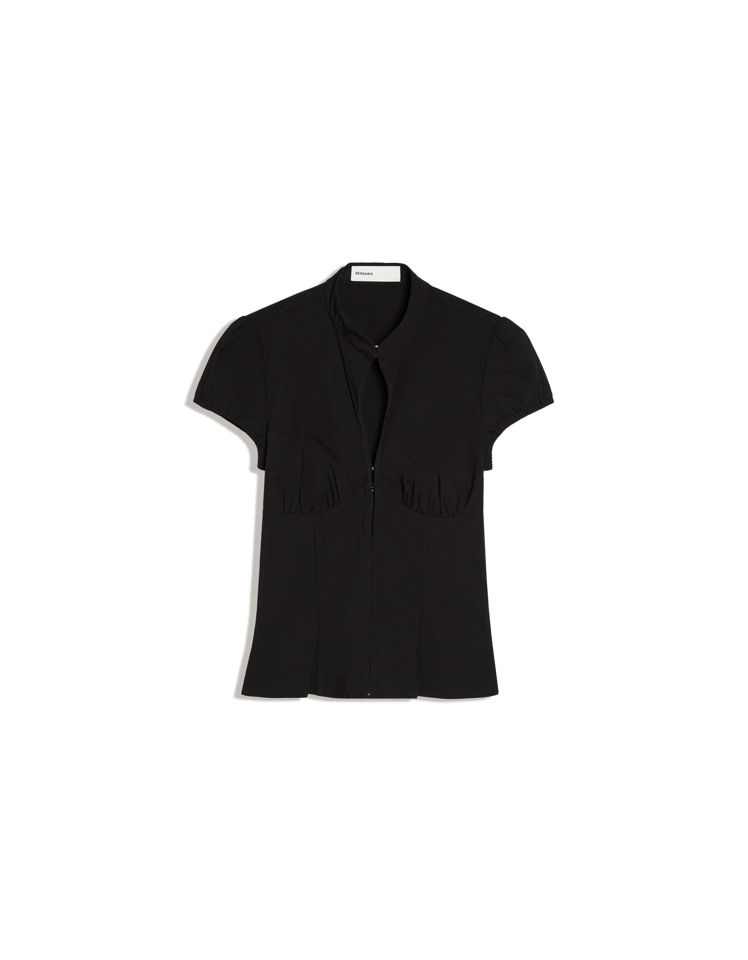 Short sleeve shirt with press-stud fastening — Black
