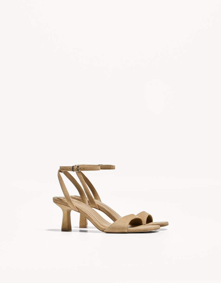 Sandale talon bride cheville-Marron clair-0