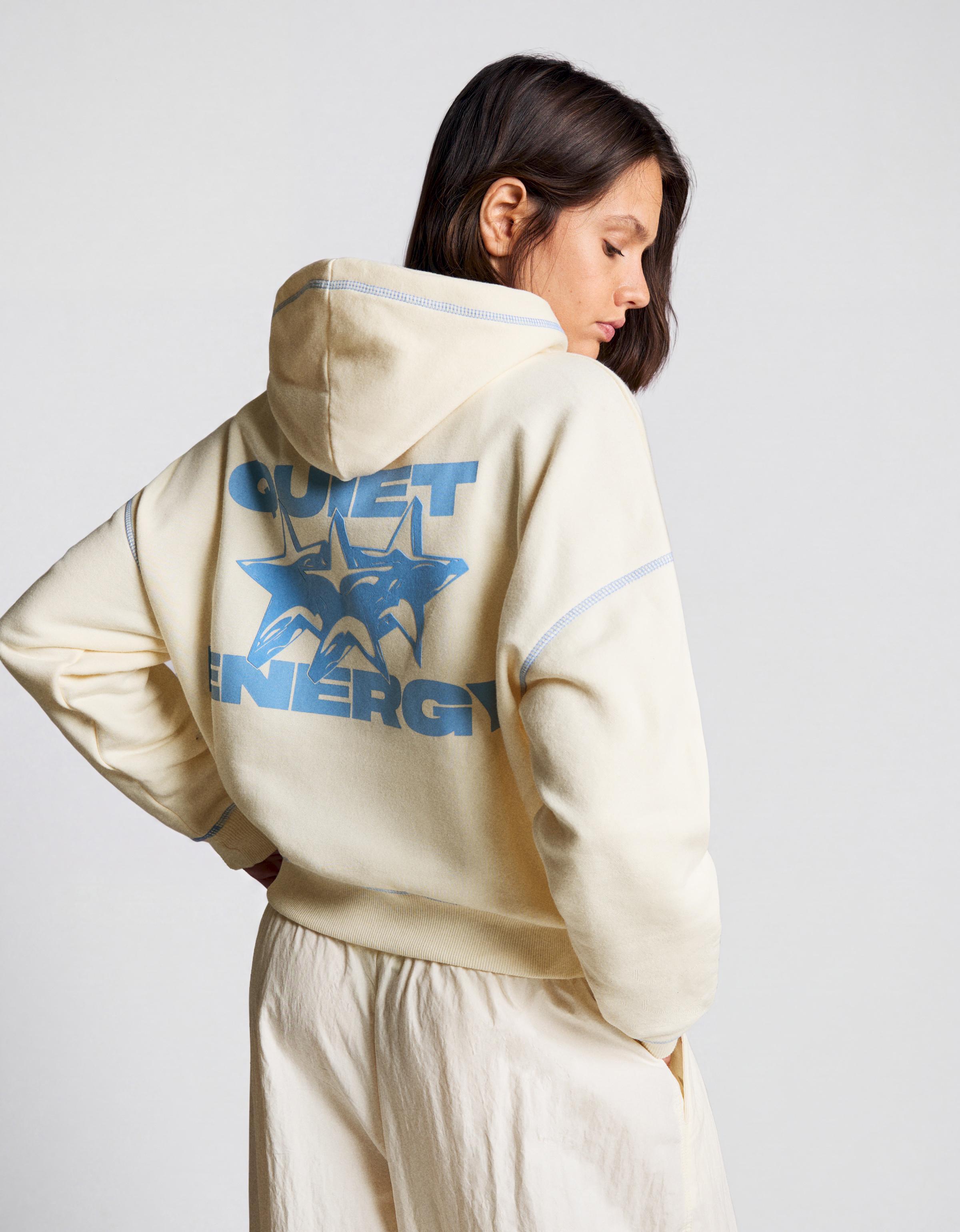 Hooded print sweatshirt — Cream