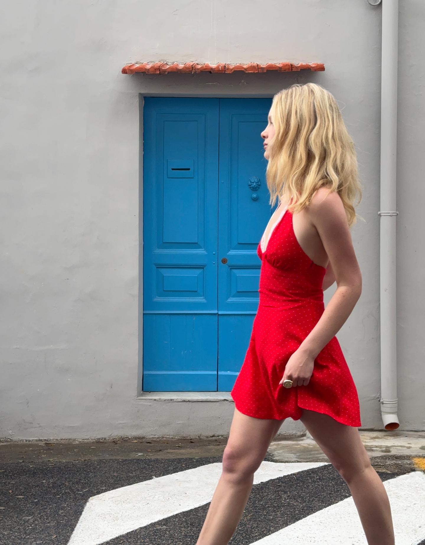 Bershka Vestido Mini Bordado Mujer Xs Rojo