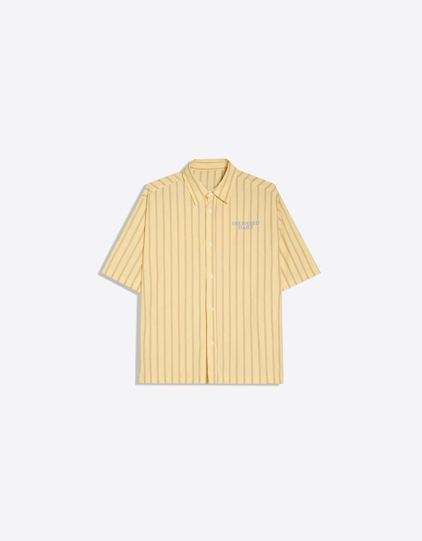 Printed short sleeve boxy fit shirt-Yellow