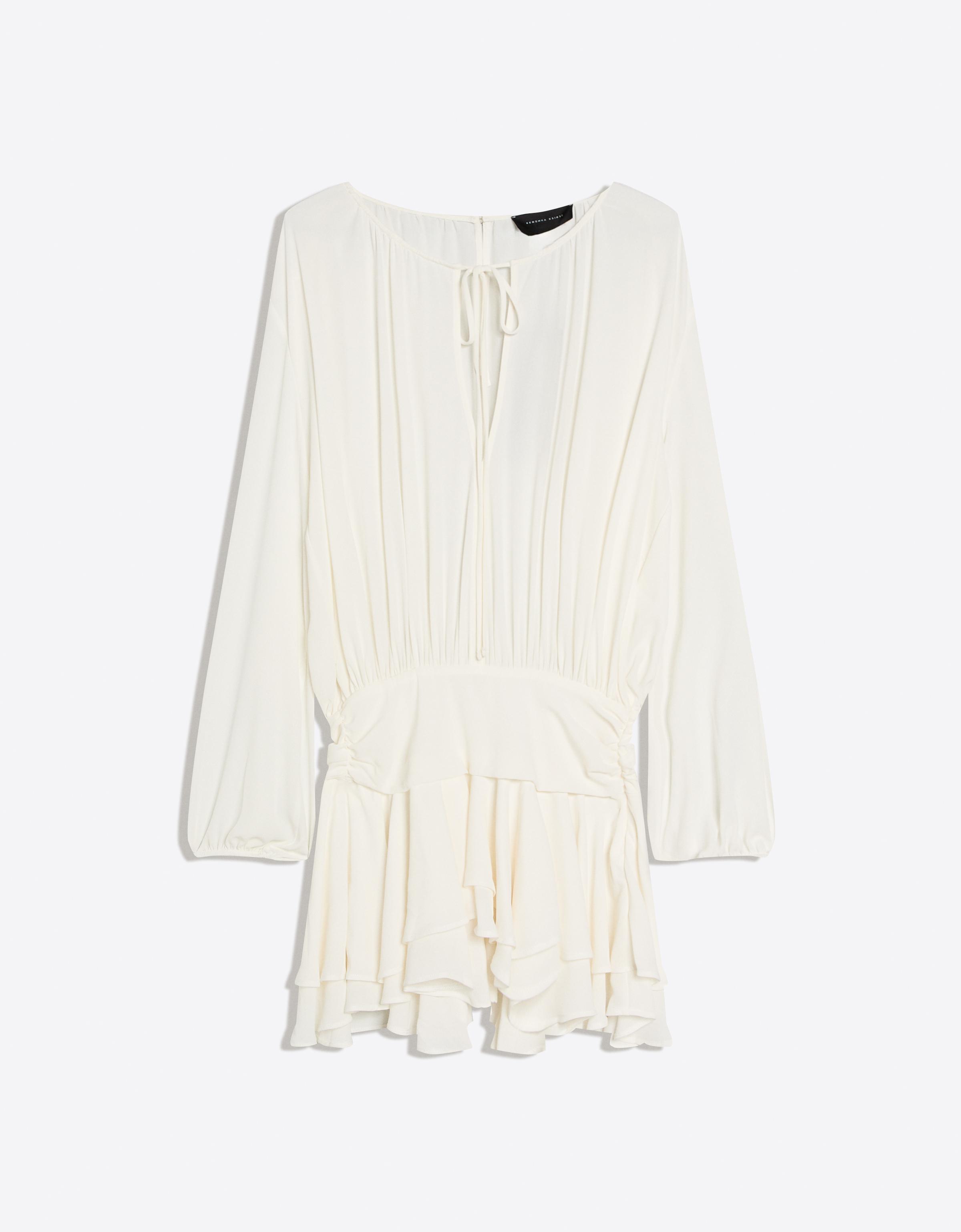 Kloş etekli kuşaklı mini elbise - Görsel 2