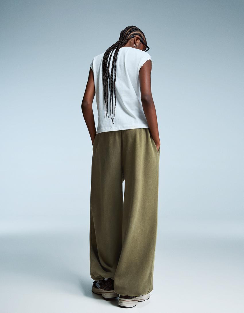 Pantaloni jogger fit in felpa stoppers-Kaki-1
