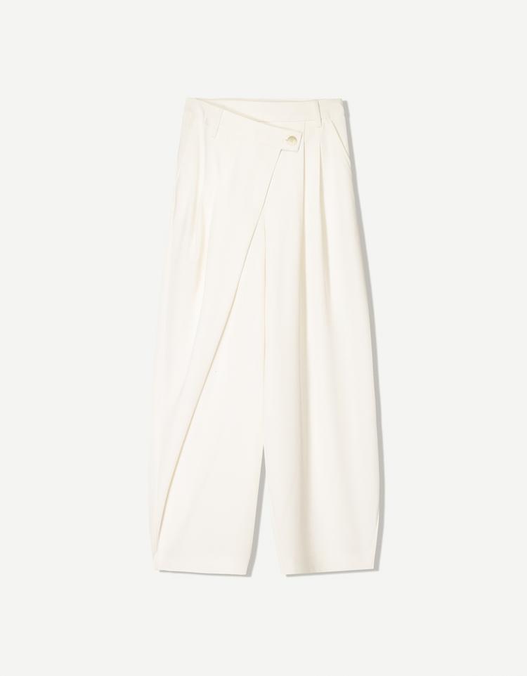 Tailored fit trousers with crossover waist