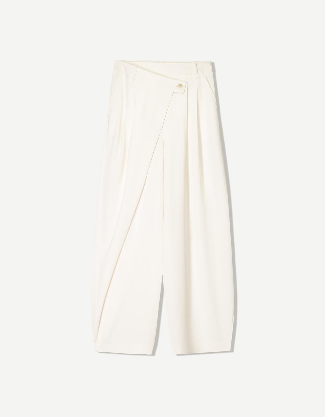 Tailored fit trousers with crossover waist