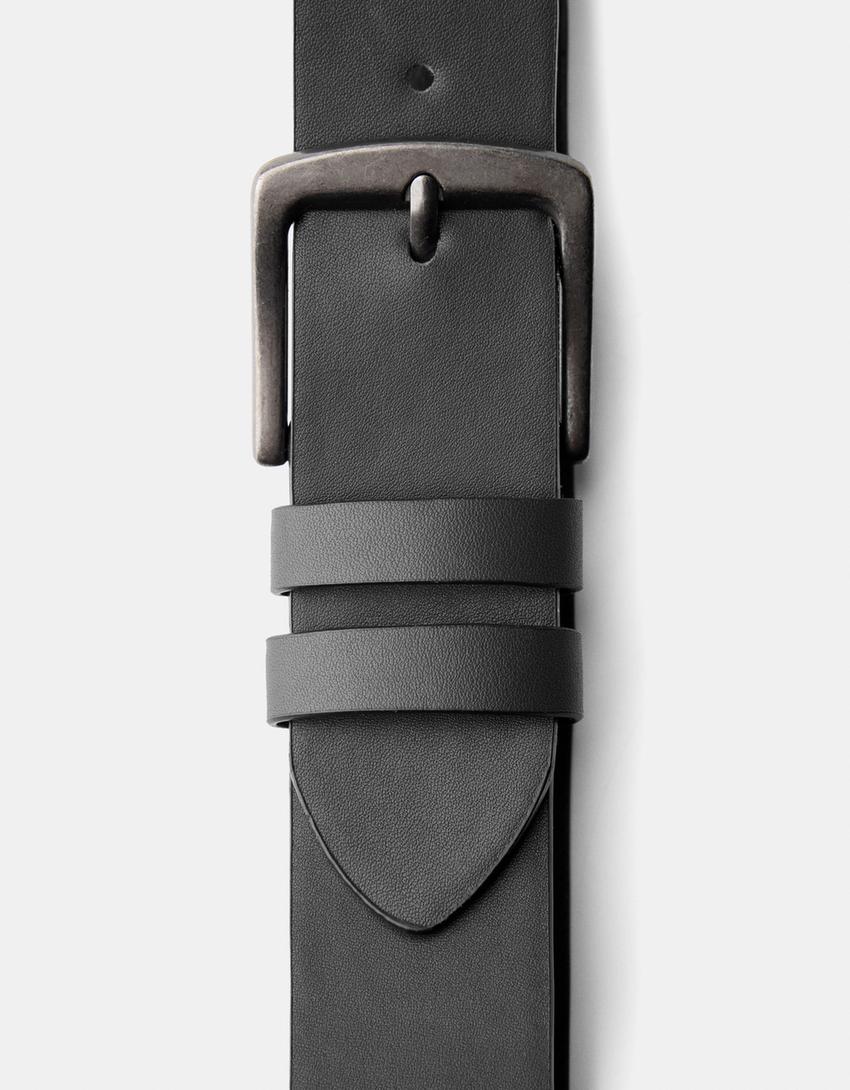 Wide leather effect belt-Black