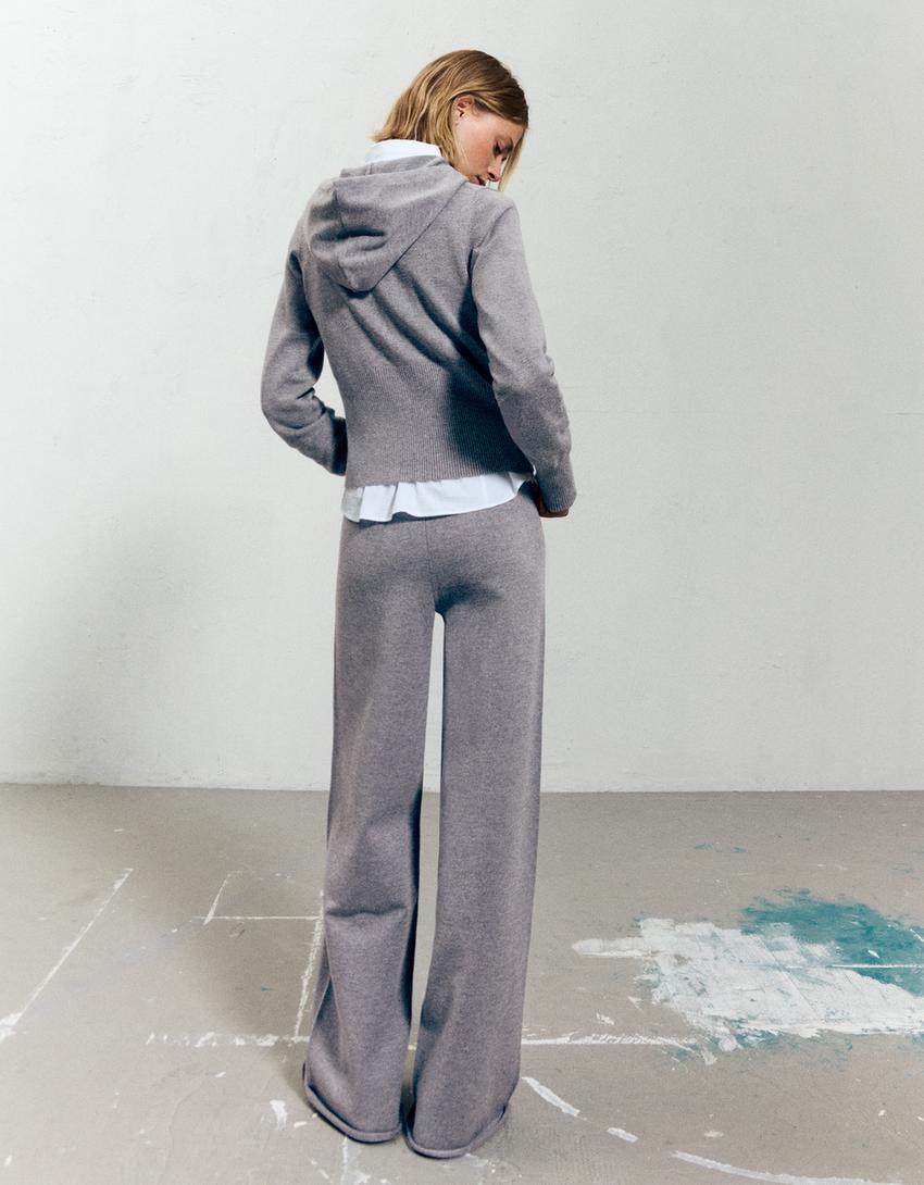 Pantalon wide leg-Gris