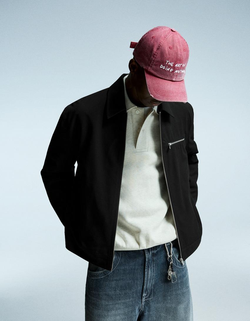 Overshirt with zip-Black-0