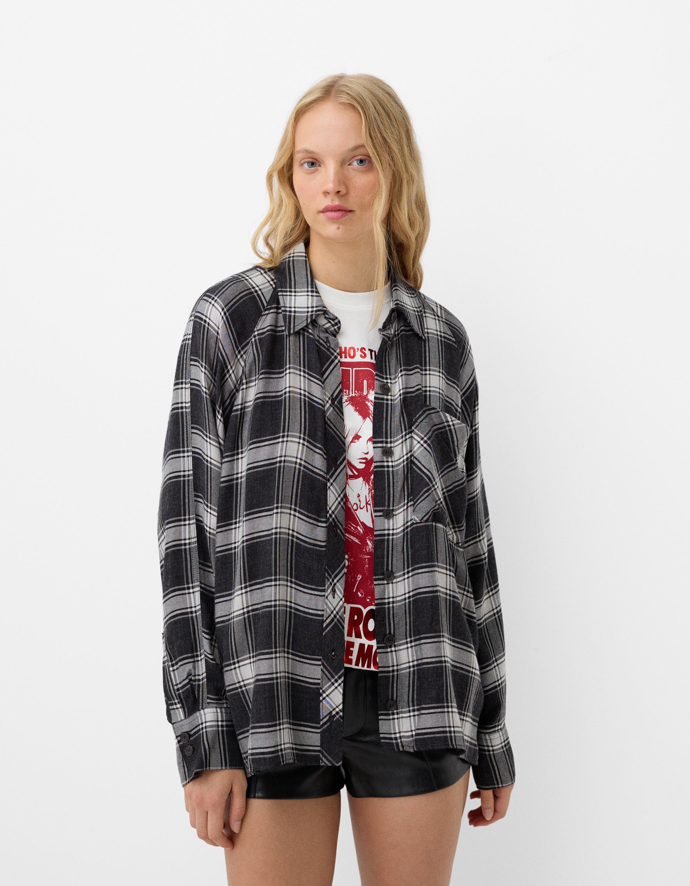 Camisa cuadros oversize Camisas y blusas BSK Teen Bershka