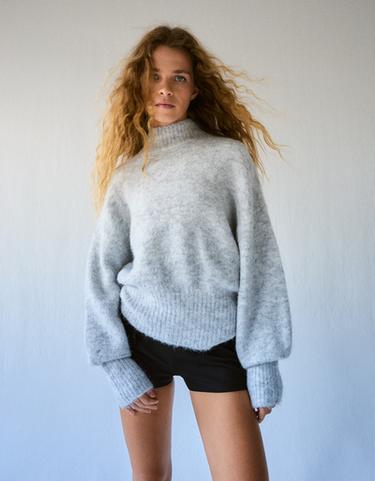 Oversize high neck jumper — Grey 3