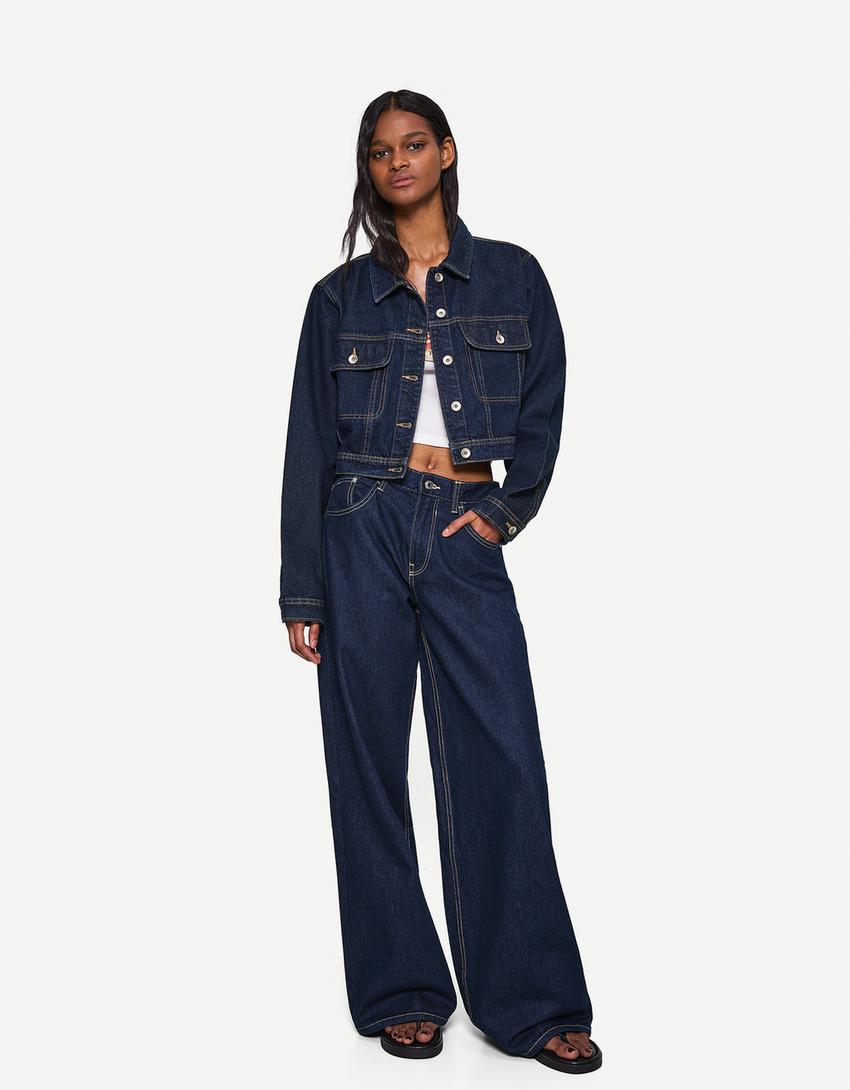 Set cazadora y jeans wide leg-Marino-2