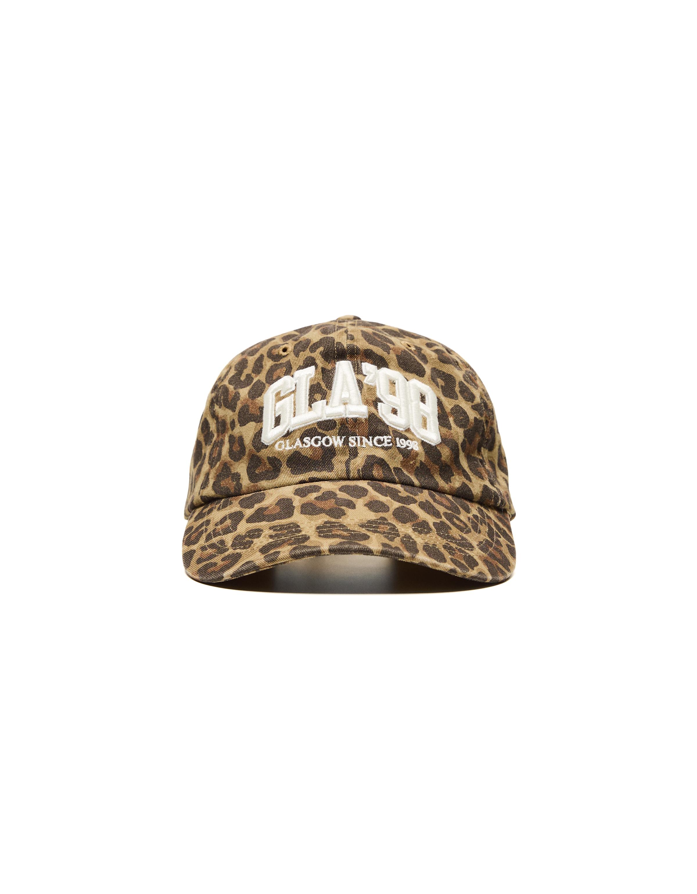 Embroidered animal print cap — Brown
