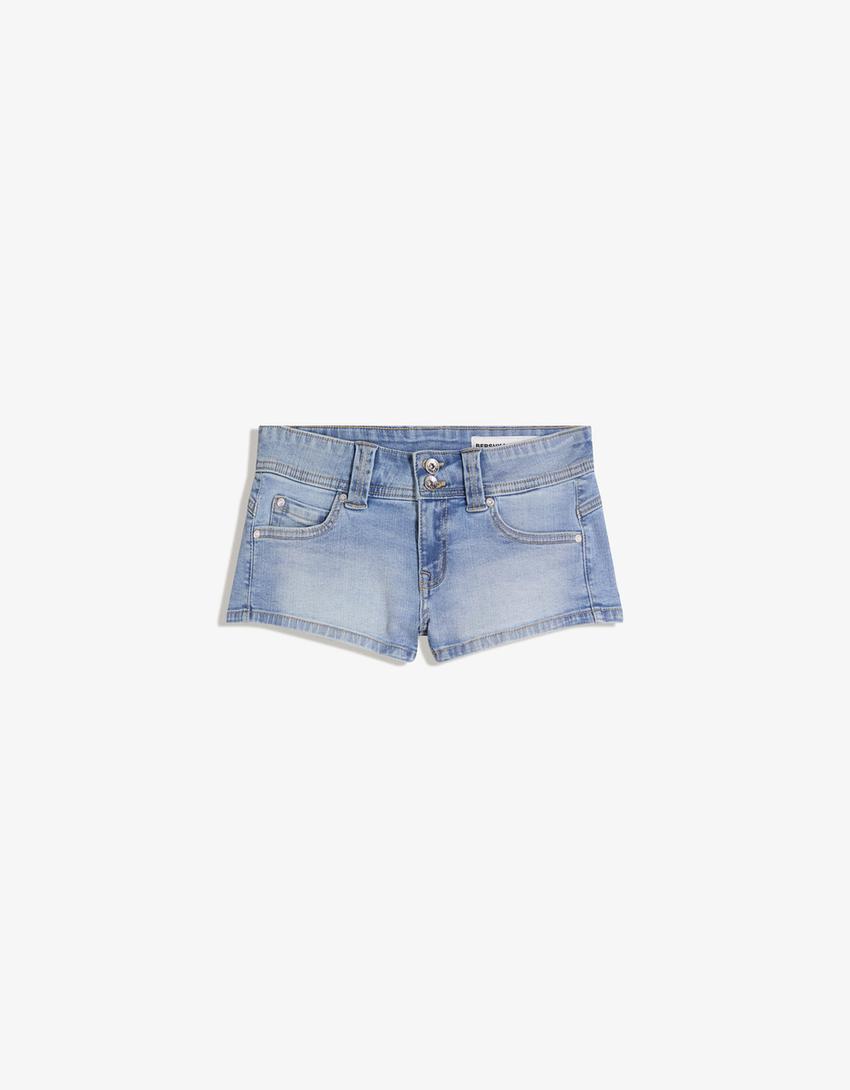 Short denim bordado-Azul lavado