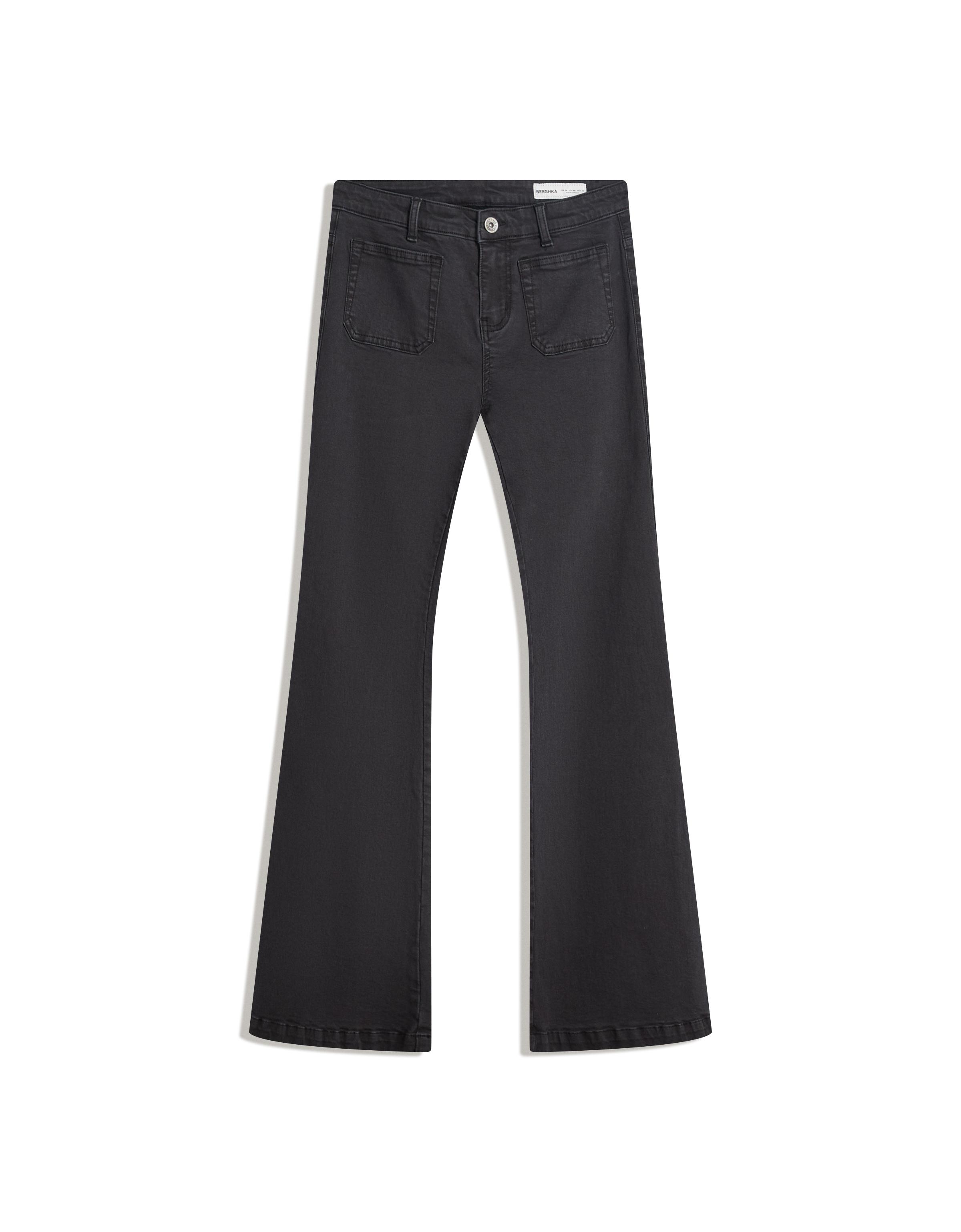Flare trousers with flaps and pocket — Black