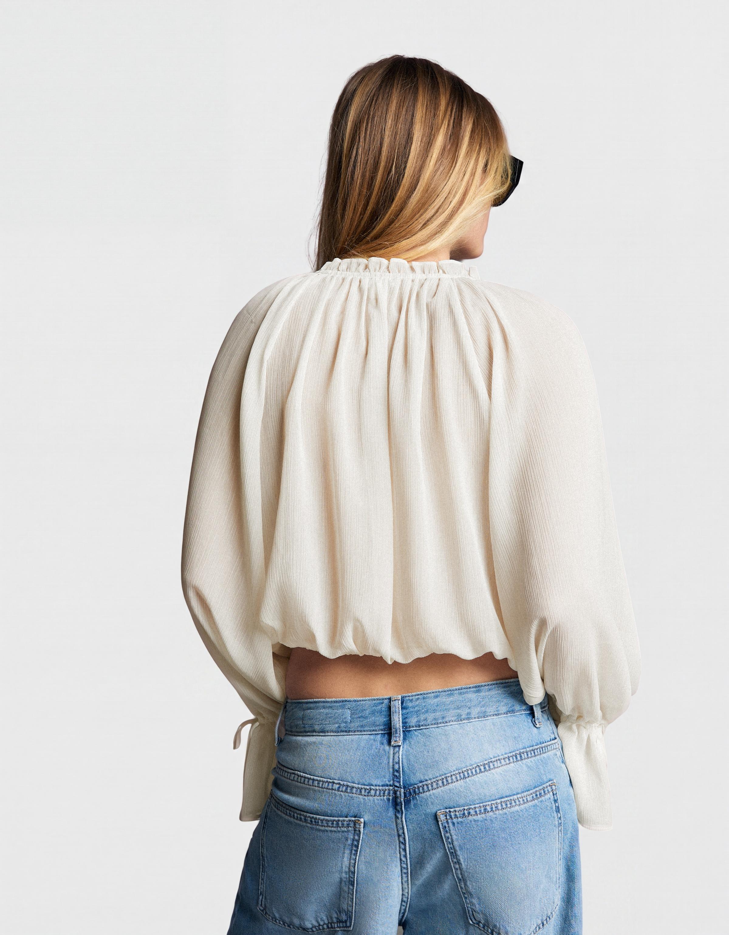 Long sleeve flowing shirt — Cream