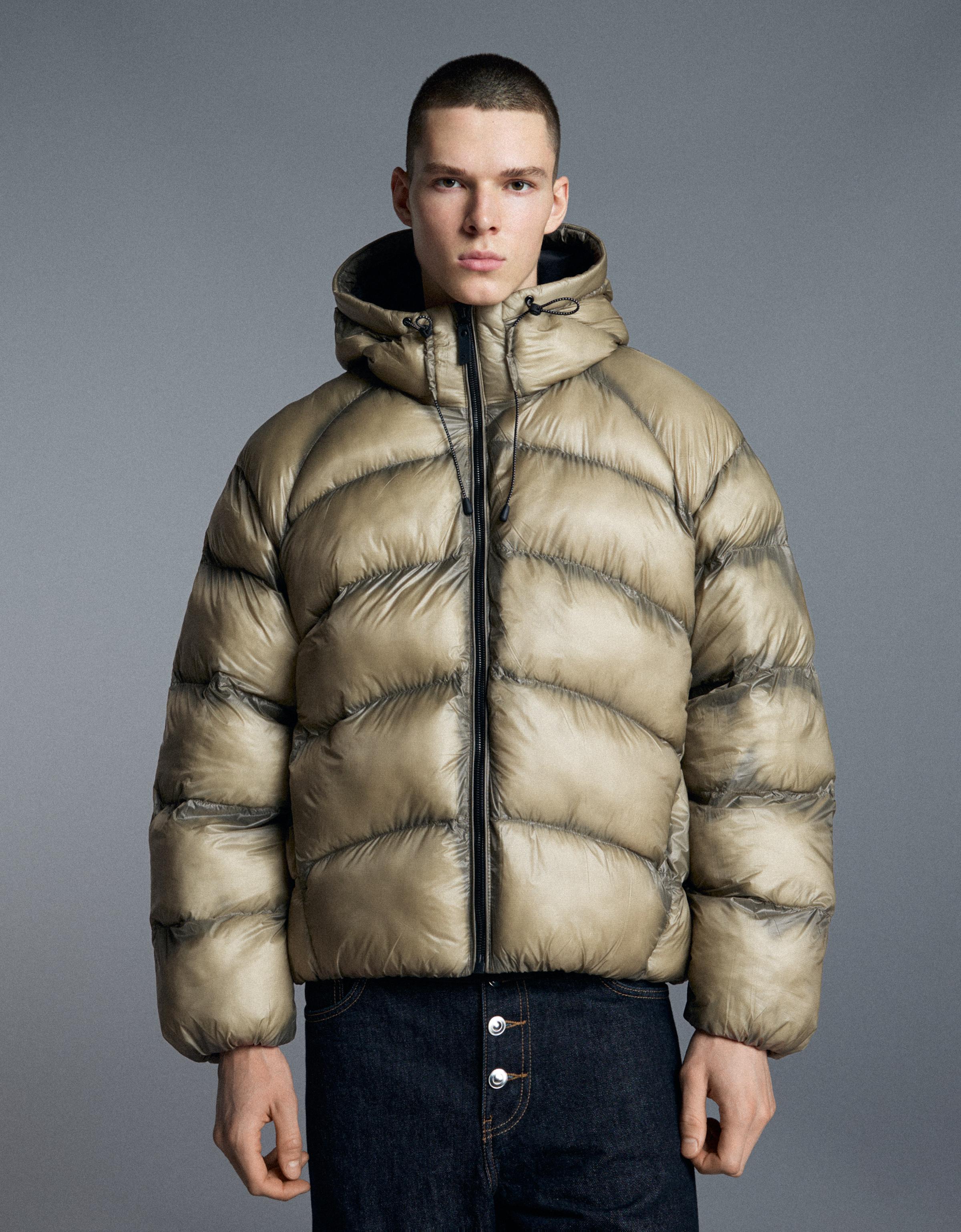 Quilted translucent-effect jacket — Khaki
