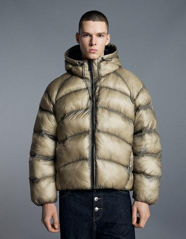 Quilted translucent-effect jacket — Khaki 1