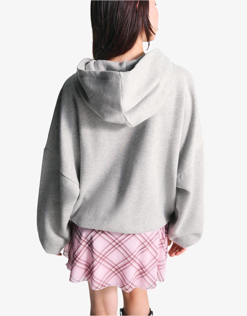 Printed hoodie-Grey