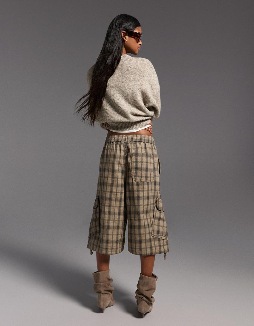 Check Bermuda shorts-Grey