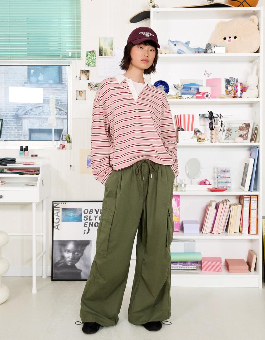 Spodnie cargo parachute-Khaki