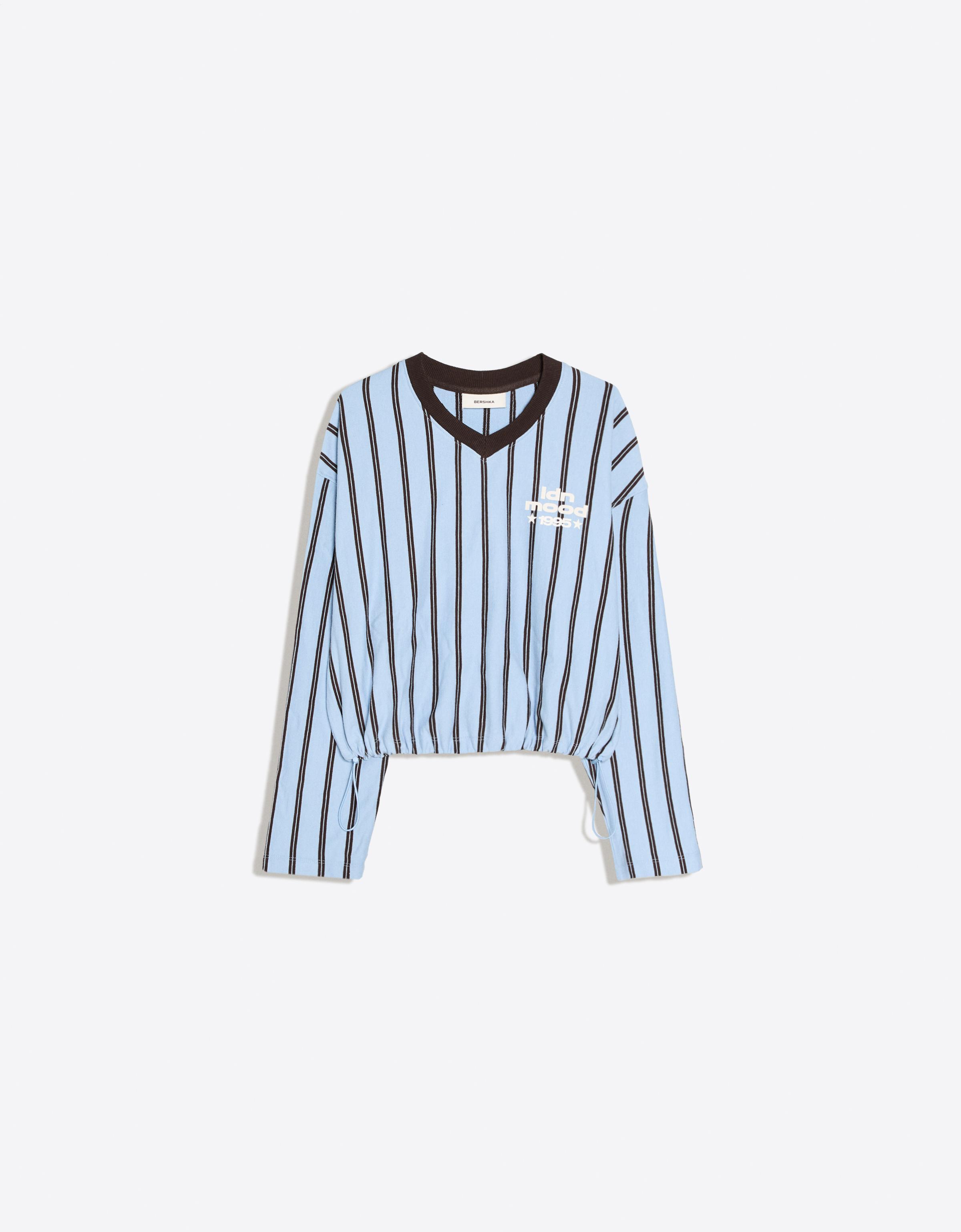 V-neck print sweatshirt — Light blue